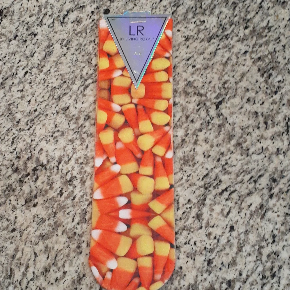 Candy Corn Allover Print Stretch Crew Socks New! Unisex